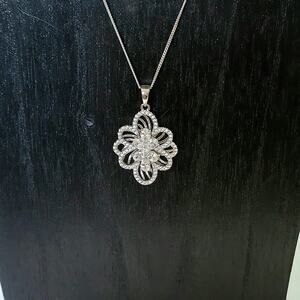Bella Luce 925 Floral Pattern CZ Pendant with Chain